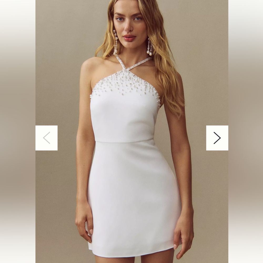 Sachin & Babi Halter Gem and Pearl Mini Dress (like new)